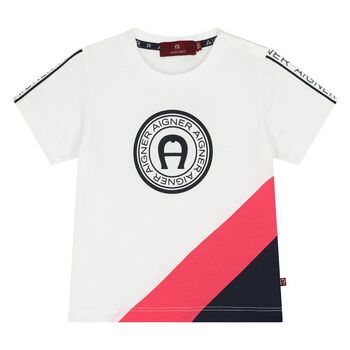 Younger Boys White Logo T-Shirt