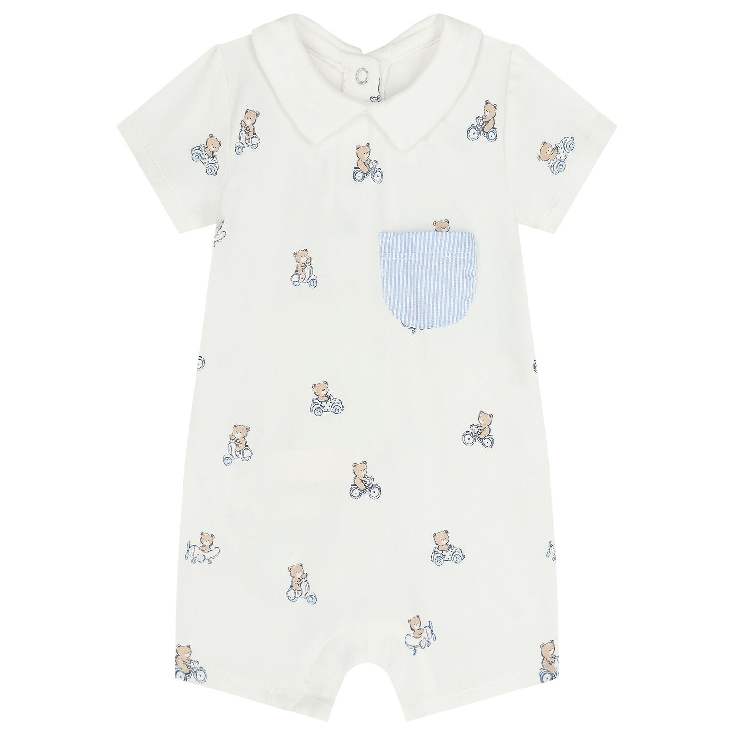 Baby Boys White & Blue Rompers ( 2-Pack ), 2, hi-res