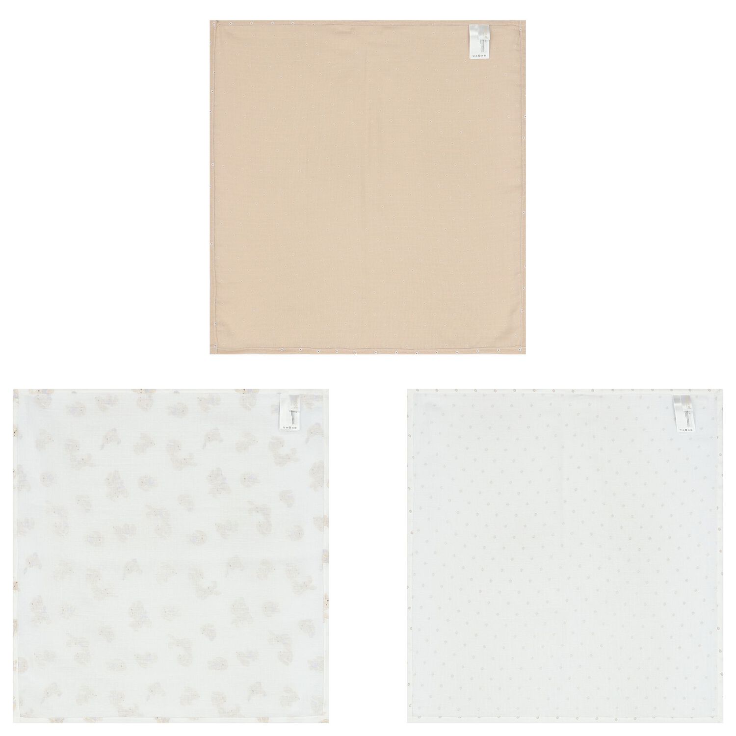 White & Beige Baby Muslin Swaddles (3-Pack), 3, hi-res image number null