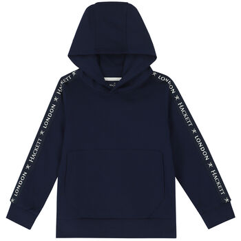 Boys Navy Logo Hooded Top
