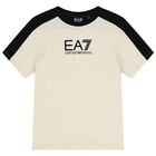 Boys Beige Logo T-Shirt, 1, hi-res