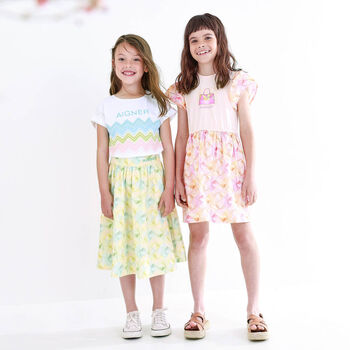 Girls White Zigzag Logo T-Shirt