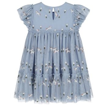 Girls Blue Horse Tulle Dress