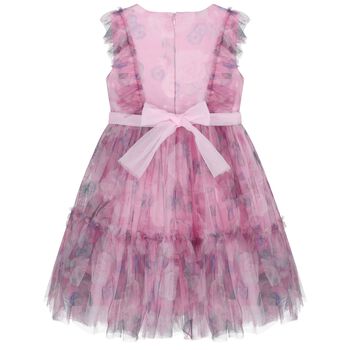 Girls Pink Floral Tulle Dress
