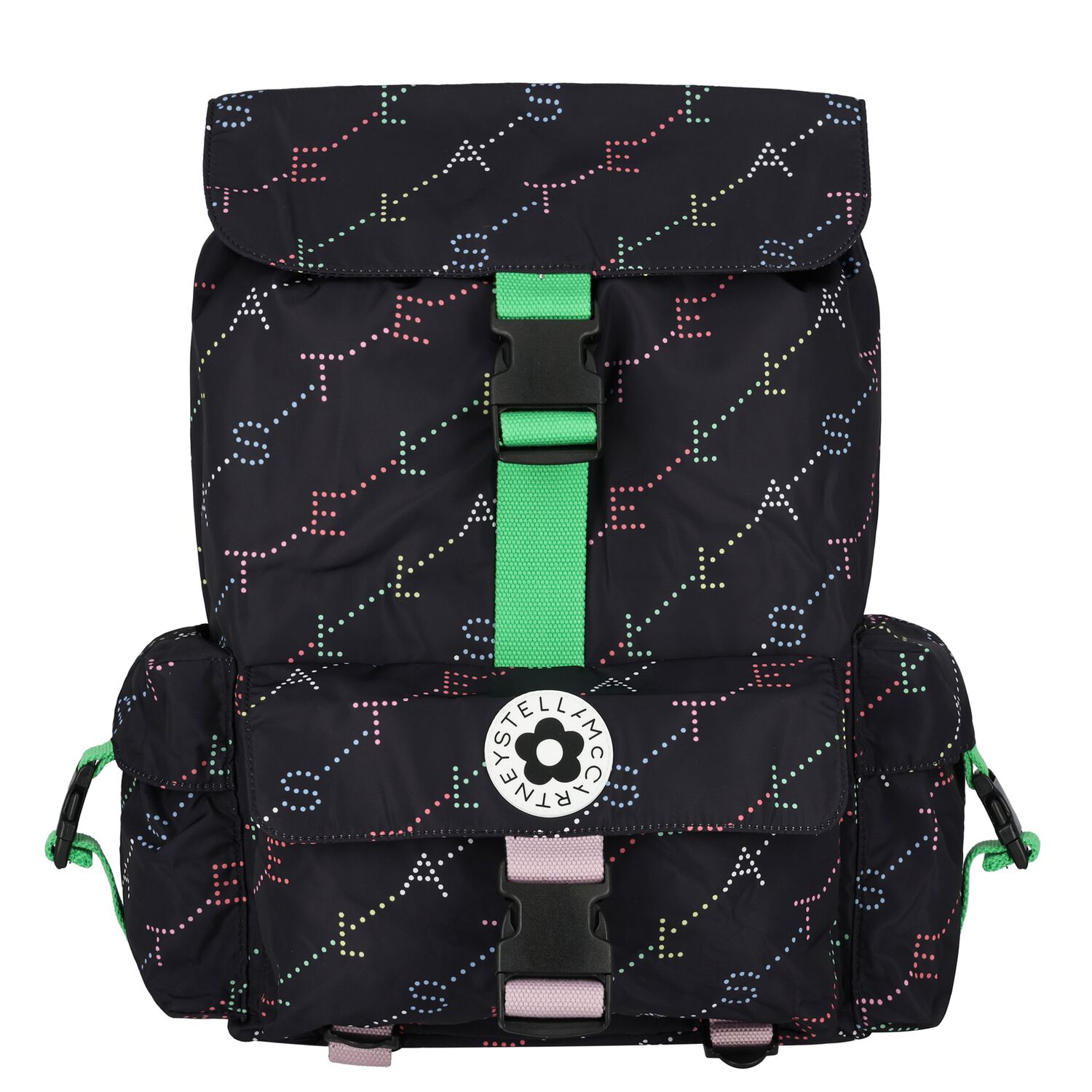 Girls Black Logo Backpack, 1, hi-res
