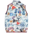 Boys White, Blue & Burgundy Reversible Gilet, 1, hi-res