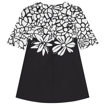 Girls Black & White Floral Dress