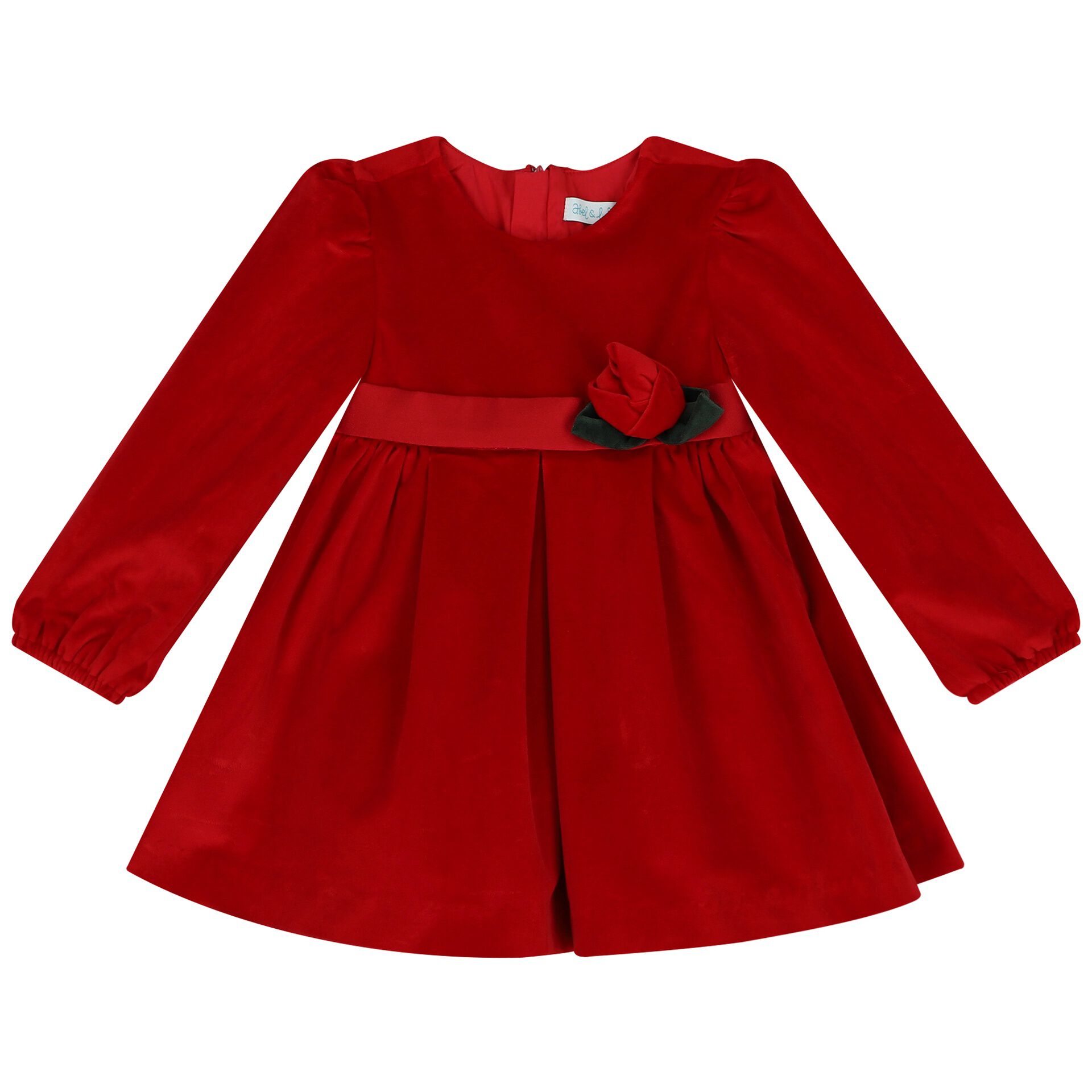 Abel Lula Younger Girls Red Velvet Dress Junior Couture