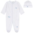 Baby Boys White & Blue Vintage Toy Treasures Babygrow Set, 1, hi-res