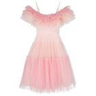 Girls Pink Embellished Ruffle Tulle Dress, 1, hi-res