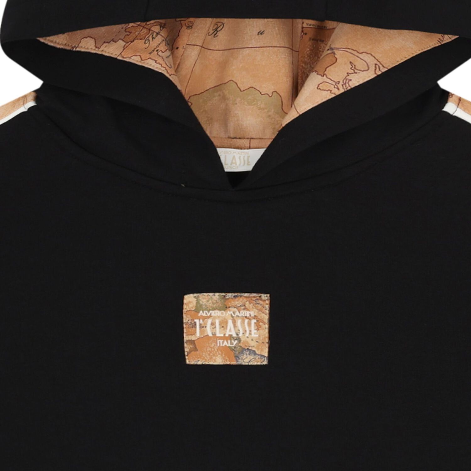 Boys Black Logo Hooded Top, 1, hi-res