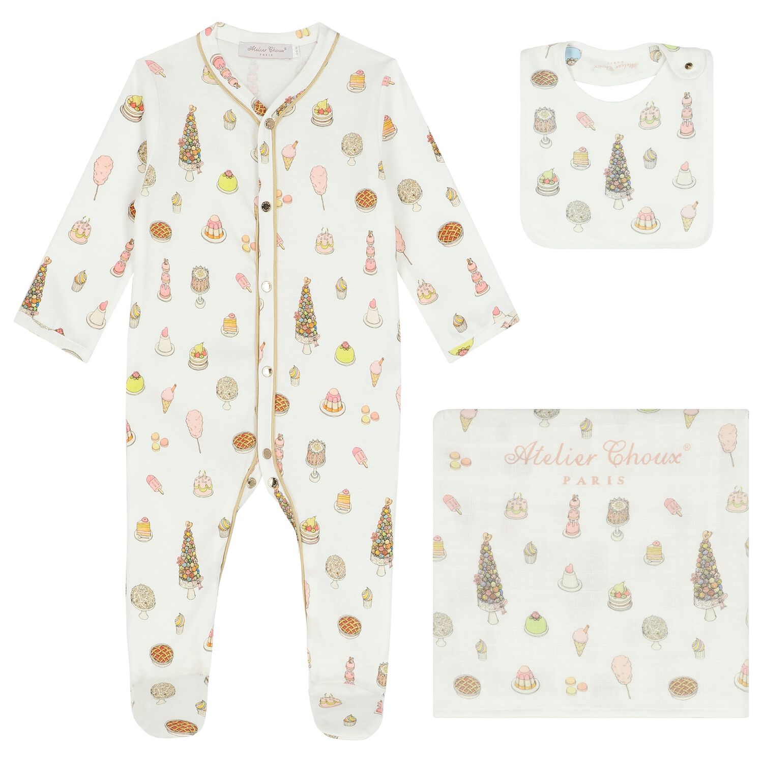 Ivory Cake Babygrow Gift Set, 1, hi-res image number null