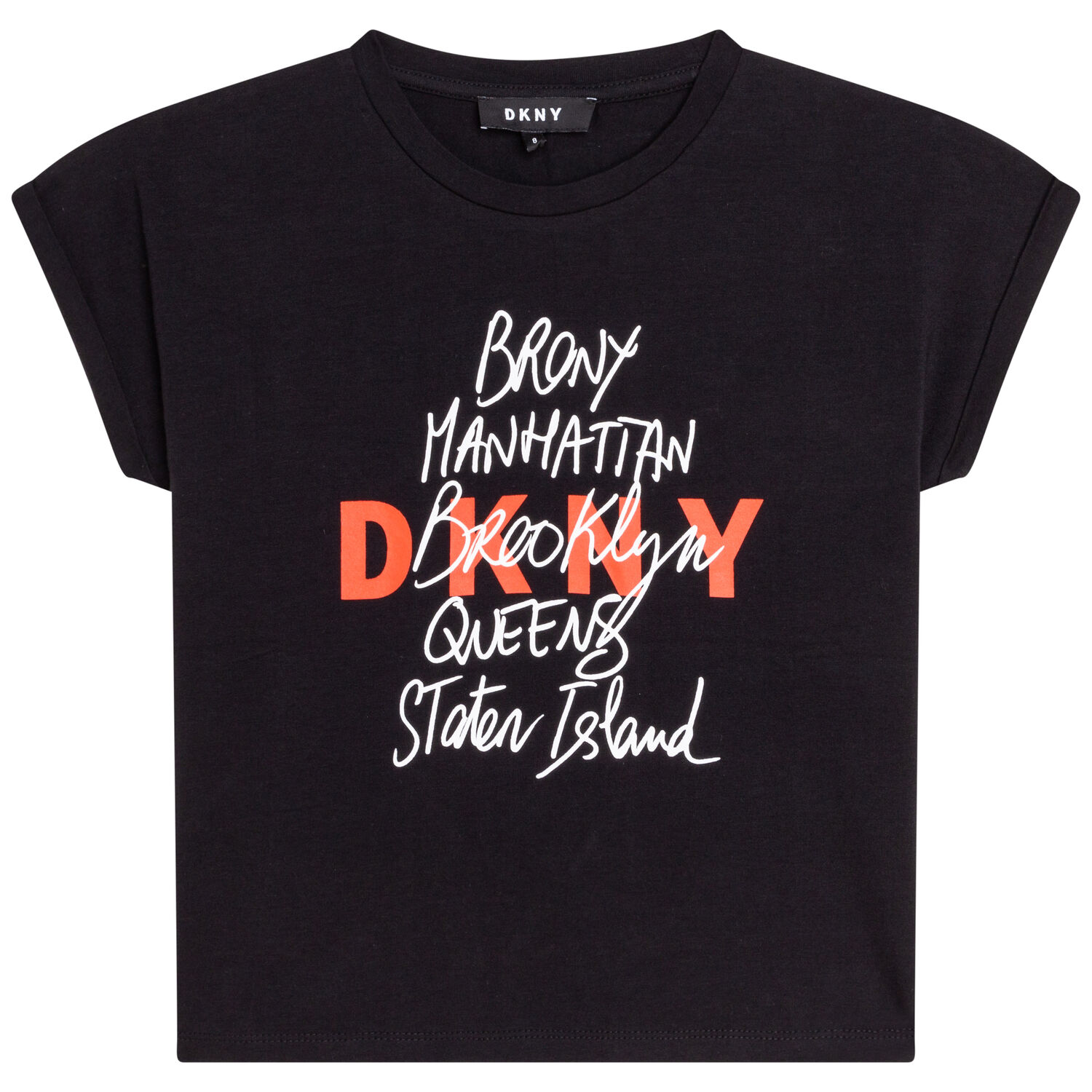 تيشيرت بالشعار باللون الأسود للبنات, 1, hi-res