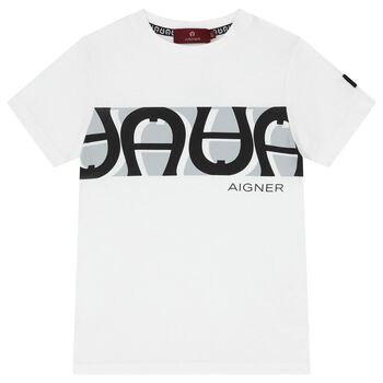 Aigner Boys White Logo T-Shirt, 1 Boys White Logo T-Shirt