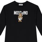 Girls Black Teddy Bear Logo Dress, 5, hi-res