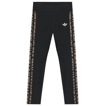 ليجينز بنات بالشعار باللون الاسود 