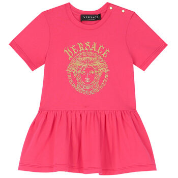 Younger Girls Pink Medusa Logo Dress