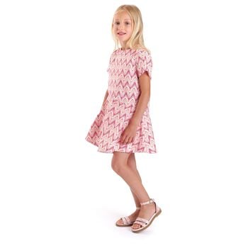 Girls Pink Zig Zag Dress