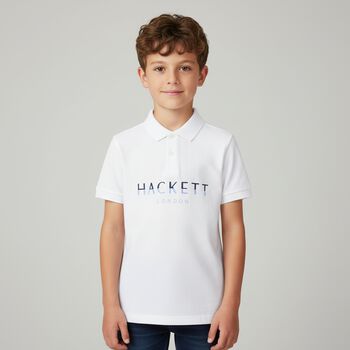 Boys White Logo Polo Shirt, 3 Boys White Logo Polo Shirt