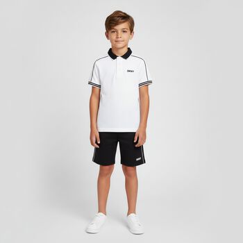 Boys White & Black Logo Shorts Set