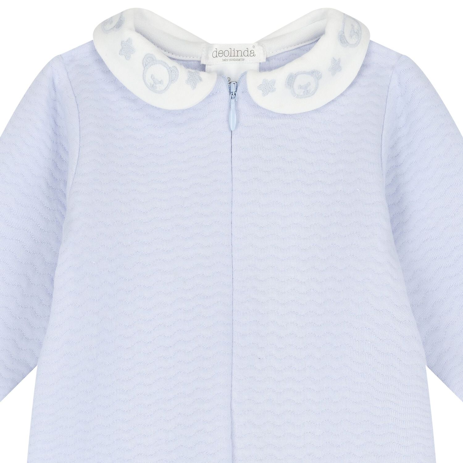 Baby Boys Blue Embroidered Babygrow, 1, hi-res