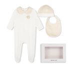 Baby Girls White & Gold Logo Babygrow Gift Set, 1, hi-res