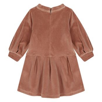 Younger Girls Pink Logo Velour Dress