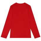 Girls Red Teddy Bear Logo Long Sleeve Top, 1, hi-res