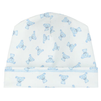 Baby Boys White & Blue Teddy Hat