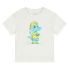 Younger Boys White & Green Crocodile Swim Shorts Set, 1, hi-res