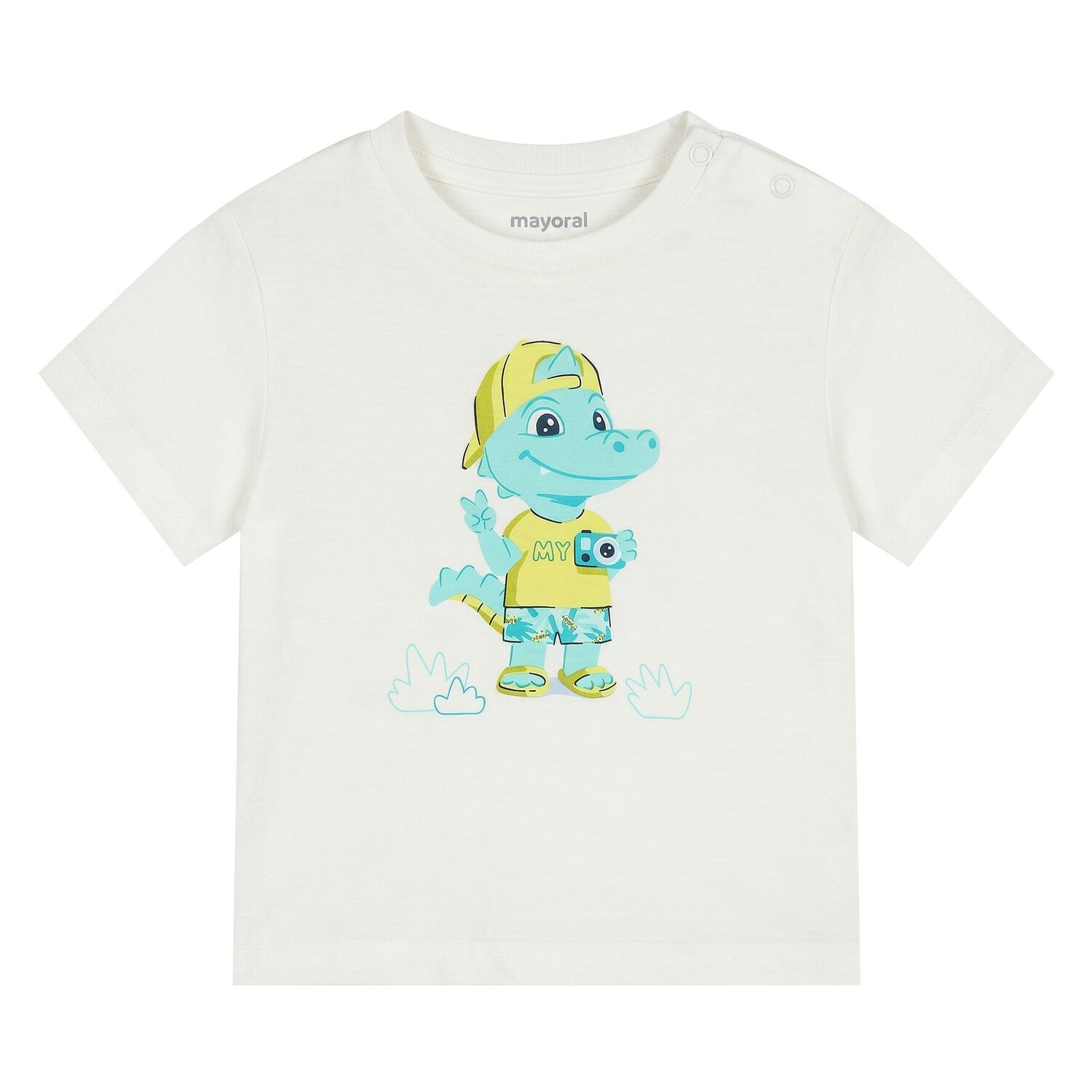 Younger Boys White & Green Crocodile Swim Shorts Set, 1, hi-res