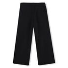 Girls Black Logo Trousers, 1, hi-res