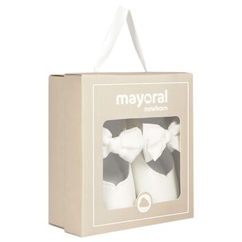 حذاء ما قبل المشي للبنات بفيونكه باللون العاجى 