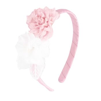 Younger Girls Pink & White Floral Headband