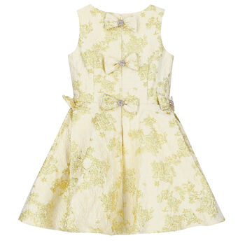 Girls Ivory & Gold Brocade Dress