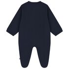 Baby Boys Navy Blue & Gold Logo Babygrow, 2, hi-res