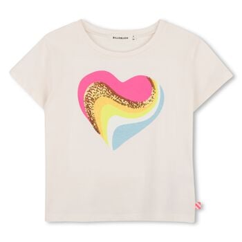 Girls Ivory Embellished Heart T-Shirt