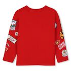 Girls Red Logo Long Sleeve Top, 1, hi-res