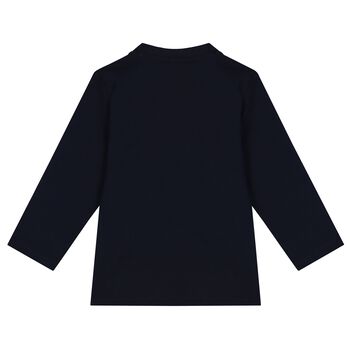 Younger Boys Navy Blue Logo Long Sleeve Top