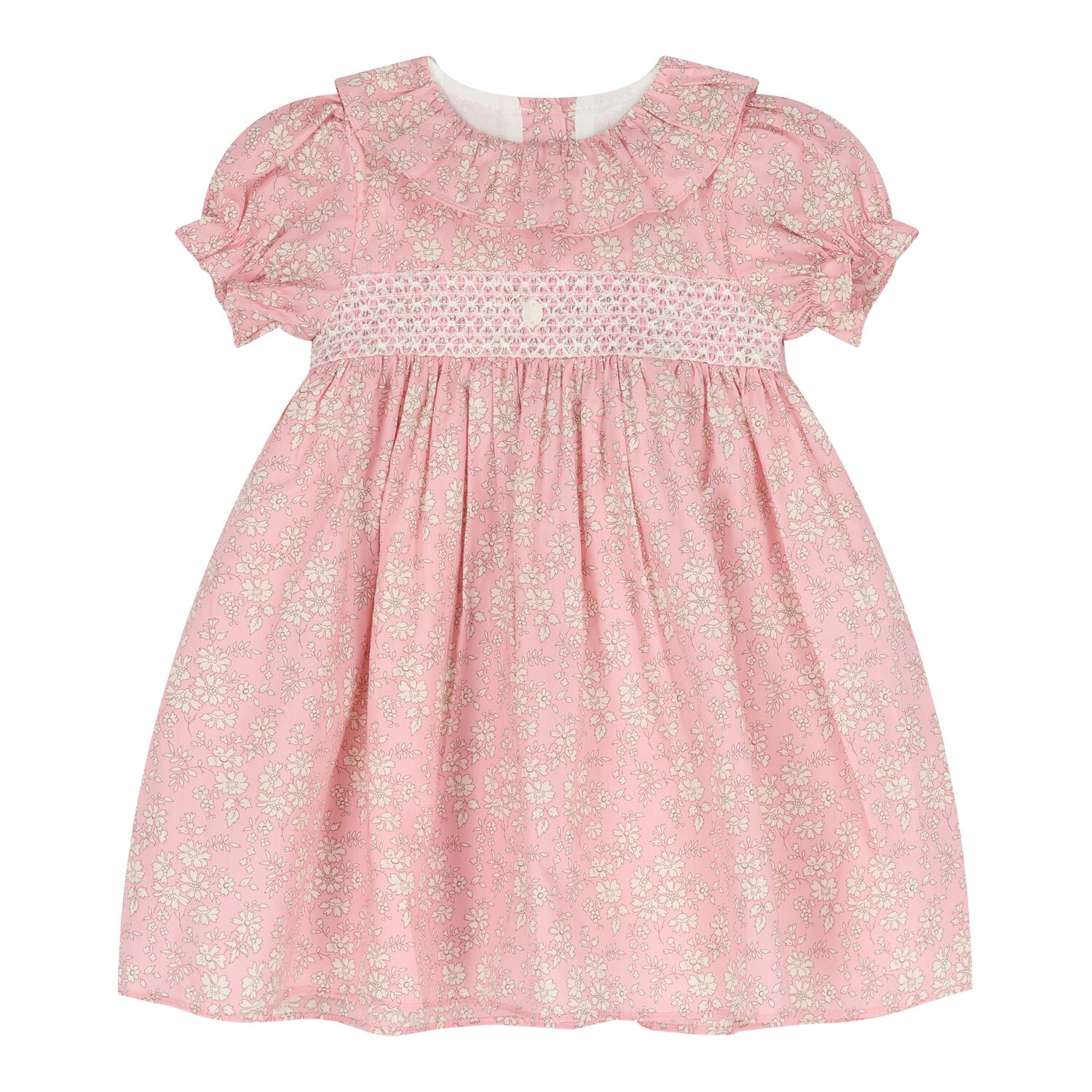 Baby Girls Pink Floral Dress, 1, hi-res