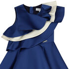 Girls Blue Satin Ruffle Dress, 1, hi-res