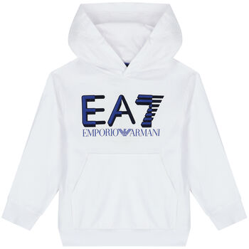 Boys White Logo Hooded Top