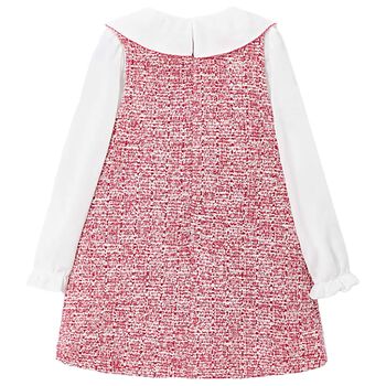 Girls White & Red Bow Dress
