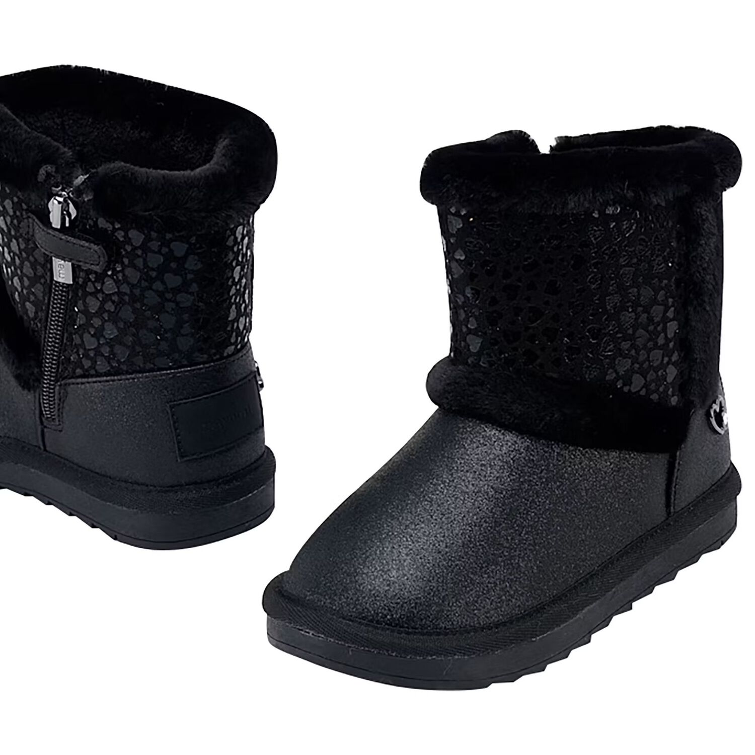 Girls Black Faux Leather Boots, 1, hi-res image number null