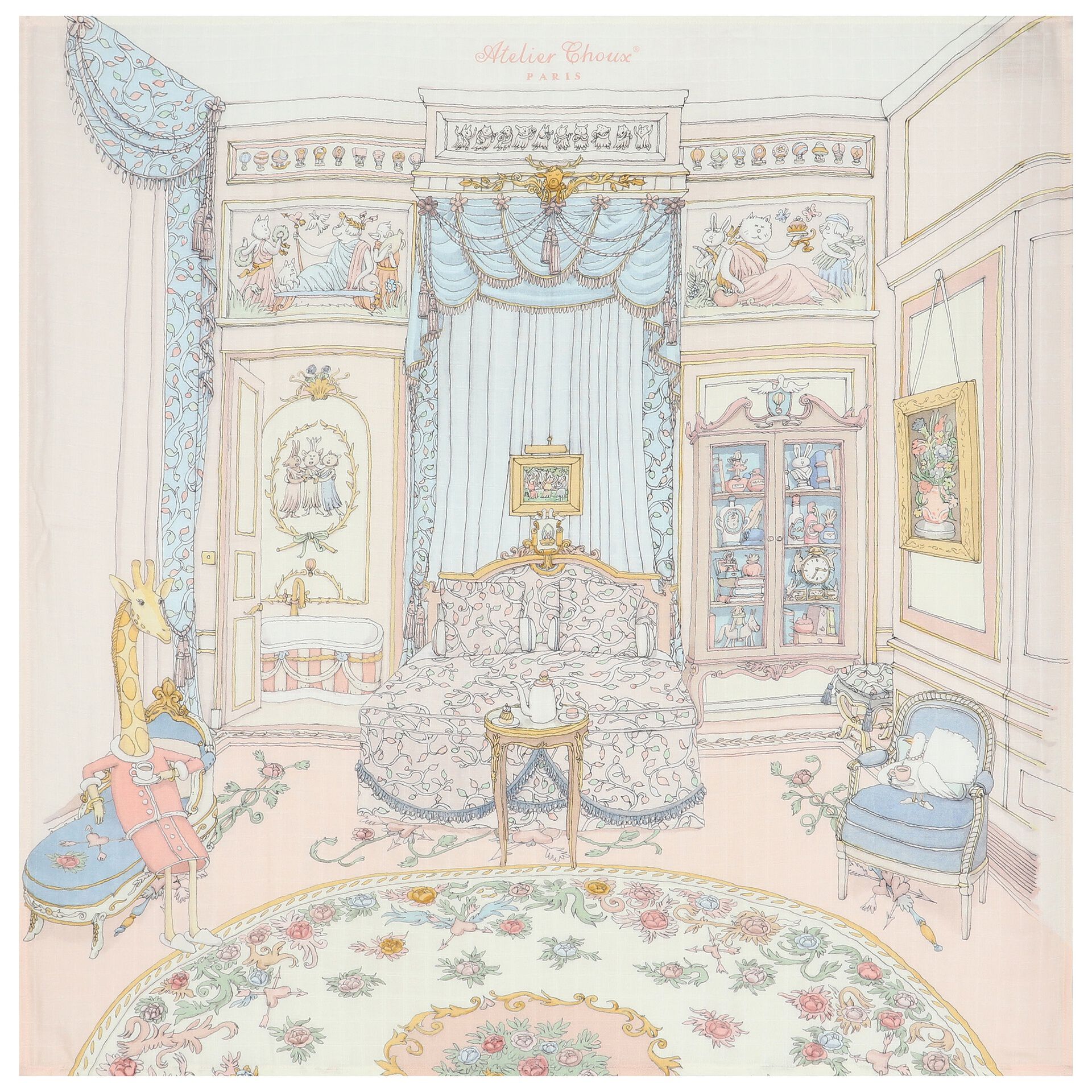 Atelier Choux Baby Girls Pink French Bedroom Swaddle Carré Blanket