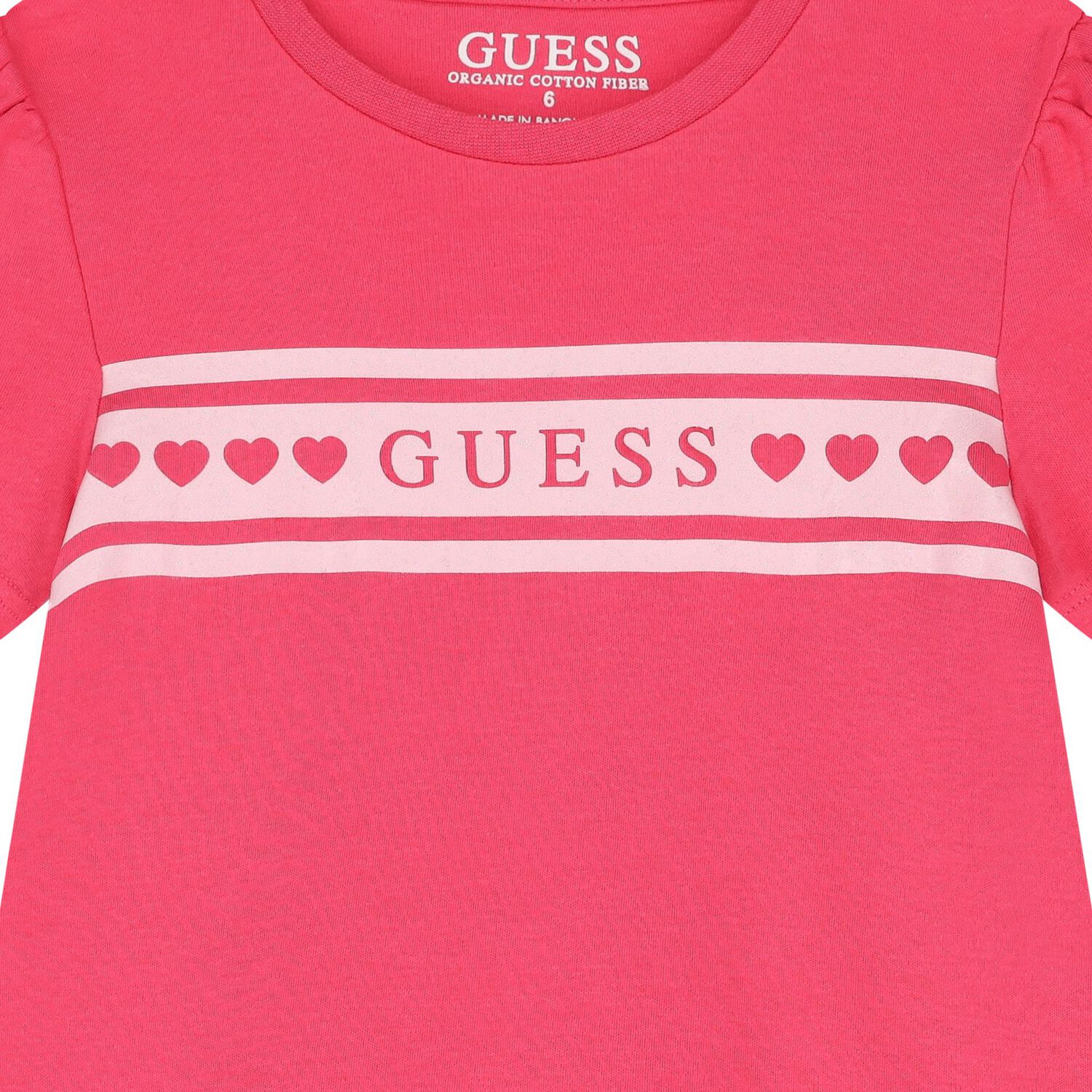 فستان بنات قطن بكشكشة باللون الوردي , 1, hi-res