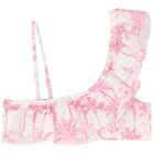 Girls White & Pink Palm Tree Bikini, 1, hi-res