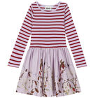 Younger Girls Purple & Red Striped Dress, 1, hi-res