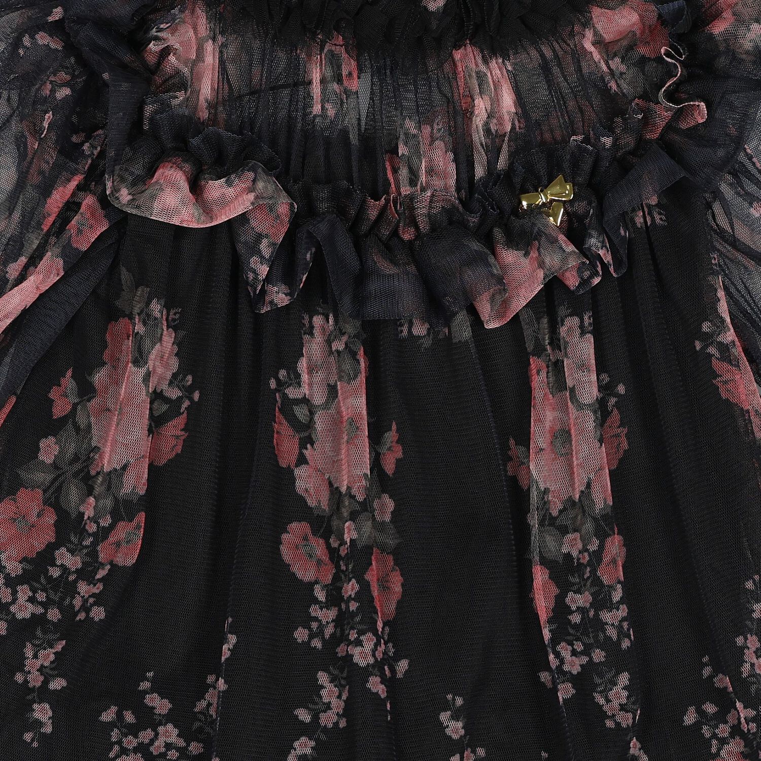 Girls Navy Blue & Pink Floral Tulle Myrtisa Dress, 2, hi-res