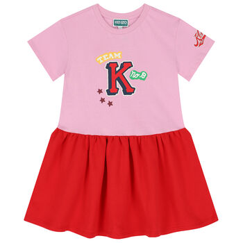 Girls Pink & Red Logo Dress